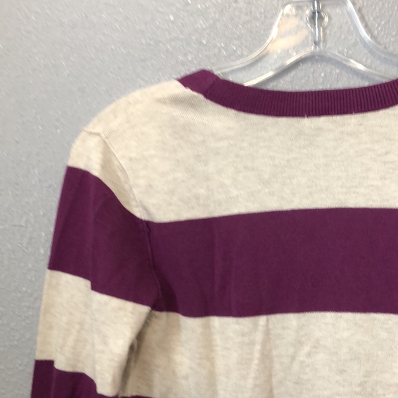 Halogen striped cardigan sweater Women's XS Purple white button V neck top - Picture 10 of 11